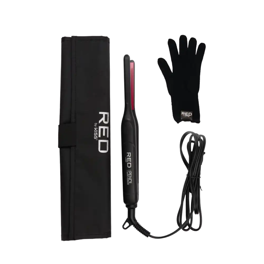 red by kiss Pencil Flat Iron 0.3 Inch Ceramic Plates, Up to 450°F for Short Hair, Bangs & Edges