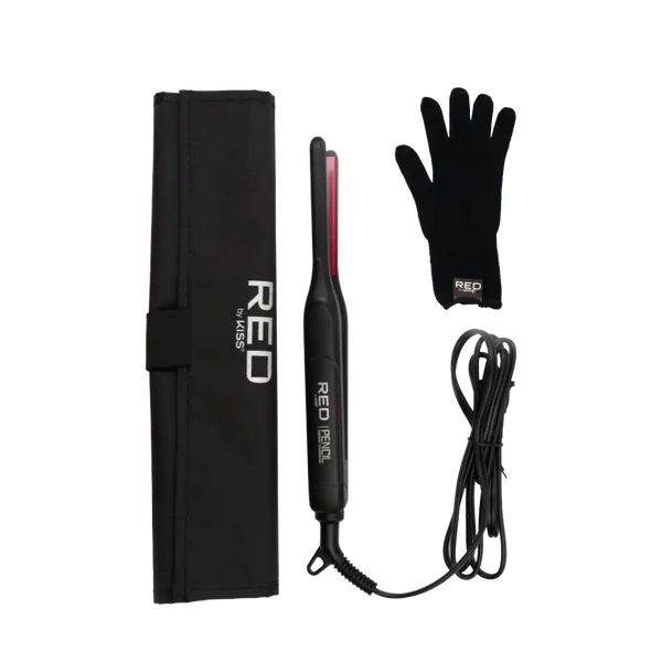 red by kiss Pencil Flat Iron 0.3 Inch Ceramic Plates, Up to 450°F for Short Hair, Bangs & Edges