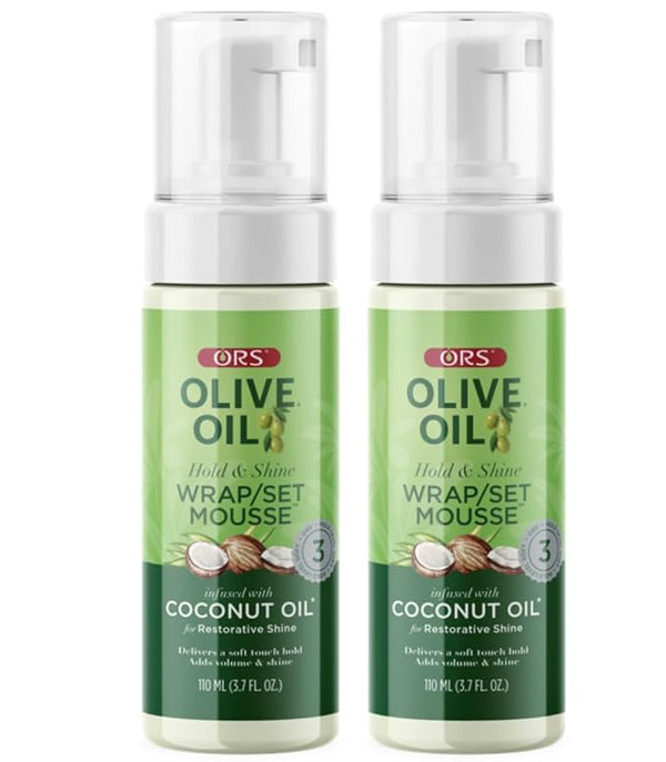 ORS Olive Oil Hold & Shine Wrap Set Mousse Infused with Coconut Oil 3.7 Ounces