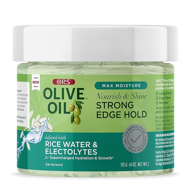 Olive Oil Max Moisture Nourish & Shine Strong Hold Edge Gel with Rice Water & Electrolytes