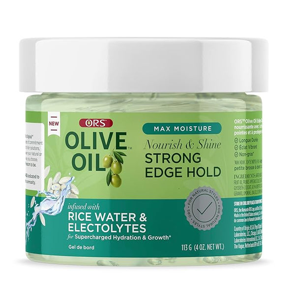 Olive Oil Max Moisture Nourish & Shine Strong Hold Edge Gel with Rice Water & Electrolytes