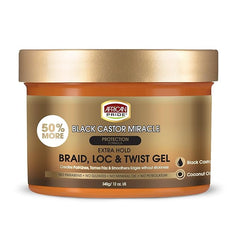 African Pride Black Castor Miracle Extra Hold Braid, Loc, Twist Gel