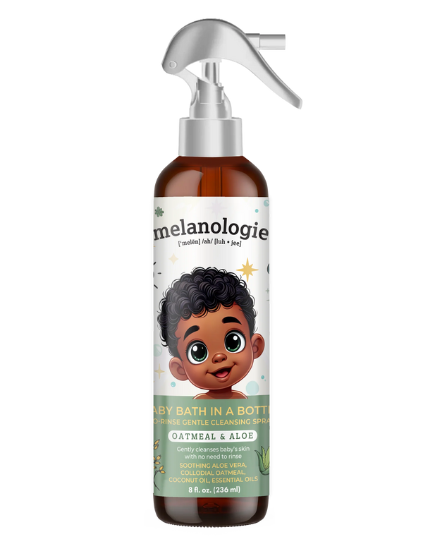 MELANOLOGIE Baby Bath in a Bottle No Rinse Gentle Cleansing Spray Oatmeal Aloe