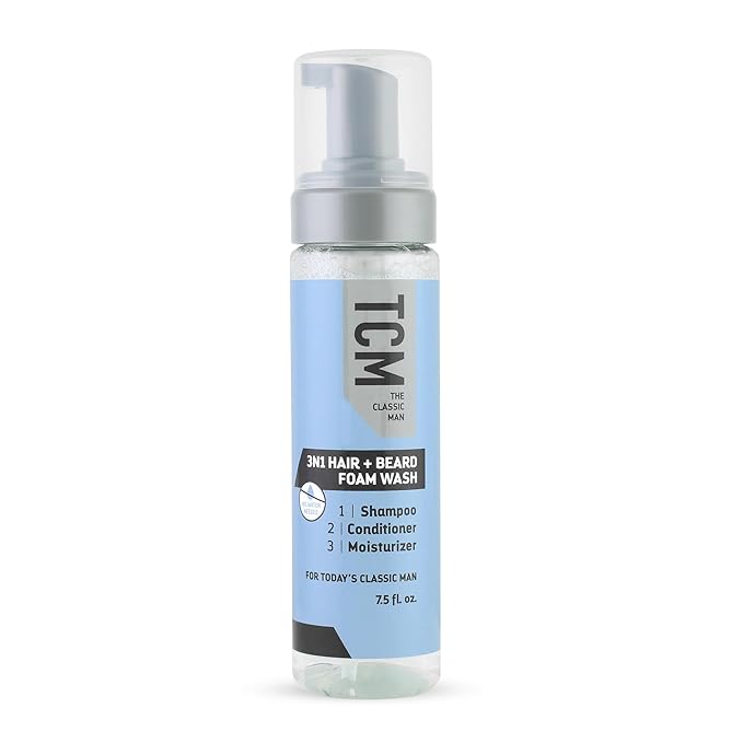 TCM 3N1 Hair + Beard Foam Wash, Shampoo & Conditioner for Softening & Hydrating