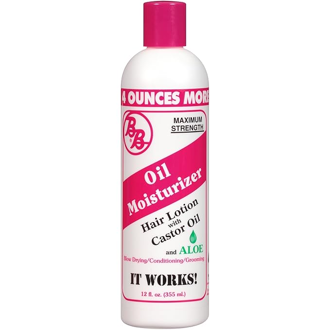 Bronner Bros BB Oil Moisturizer Hair Lotion for Damaged Hair, Scalp Stimulator with Castor Oil, Aloe Vera, Vitamin B5 & Coconut – Alcohol-Free Formula, Natural & Relaxed – 12oz