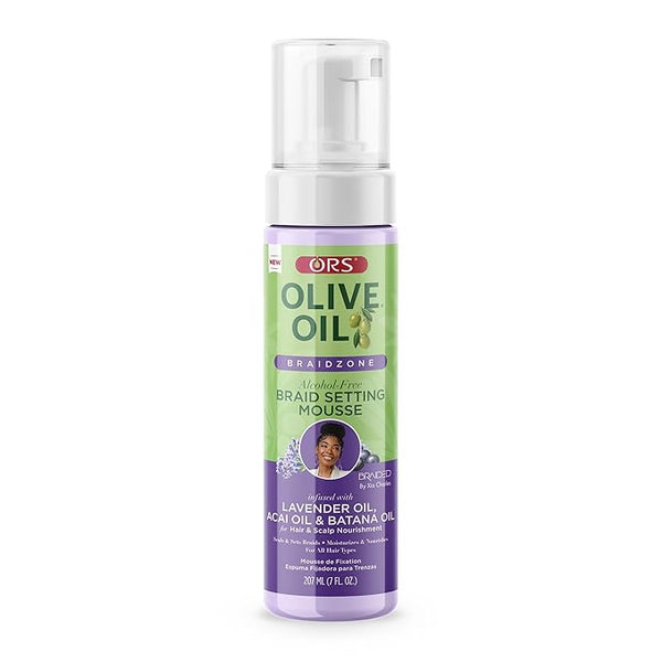 ORS Olive Oil Braidzone Braid Setting Mousse with Lavender, Acai & Batana Oil 7 Ounces