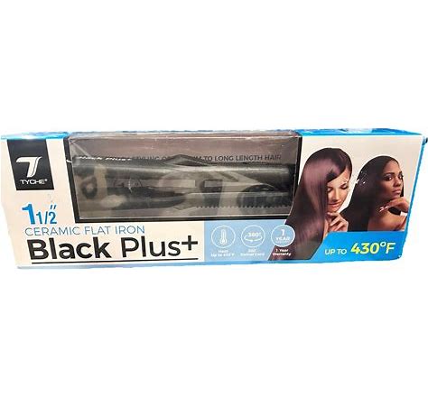Tyche Black Plus+ Ceramic Flat Iron-1 1/2 Inch New Fast Heat Up Straightener