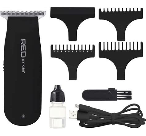 Red By Kiss Hair Clipper, Mini Cordless Hair Trimmer, Long Lasting Hair Cutting Kit, USB-C Rechargeable