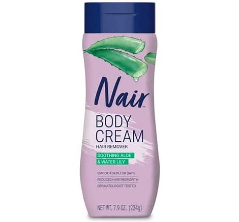 Nair Body Cream Hair Remover, Soothing Aloe & Water Lily, Body Hair Removal Cream