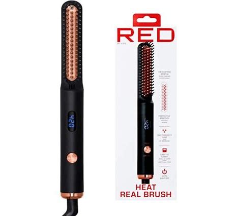 Red By Kiss Heat Real Brush, Auto Shut Off Hair Straightener Brush For All Hair Type