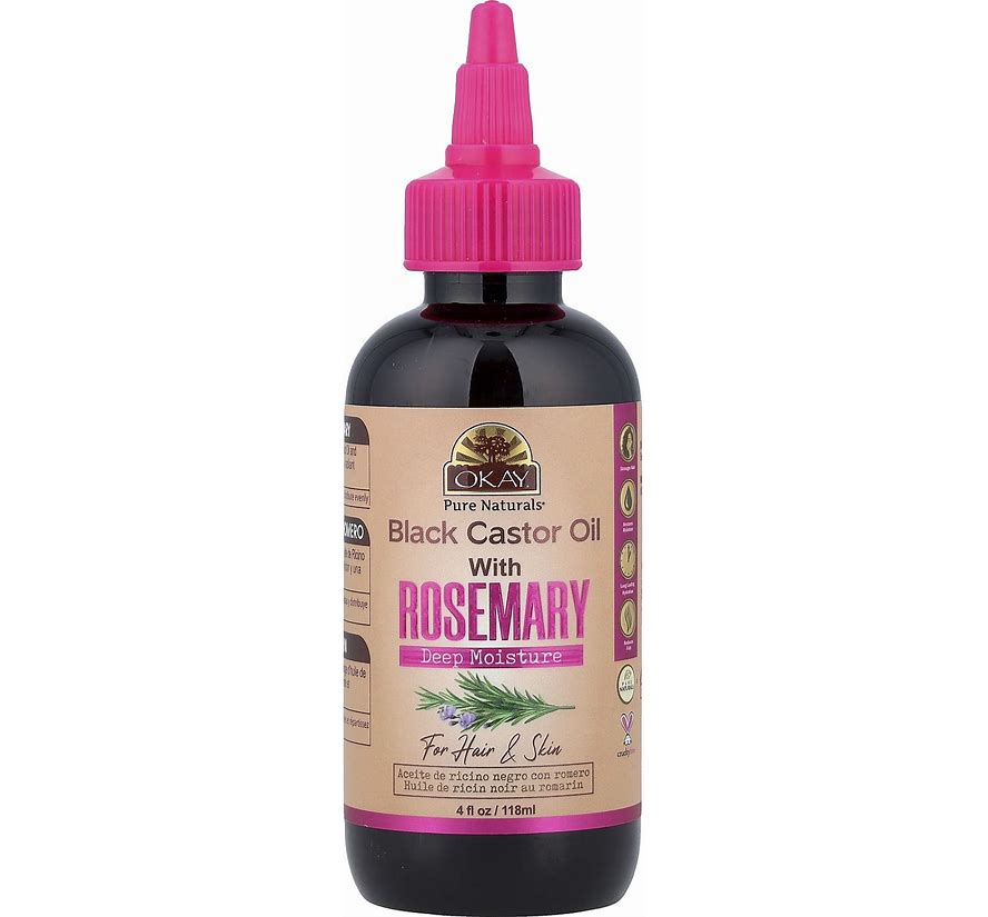 Black Castor Oil With Rosemary, For Hair & Skin, 4 Fl Oz 118 Ml.