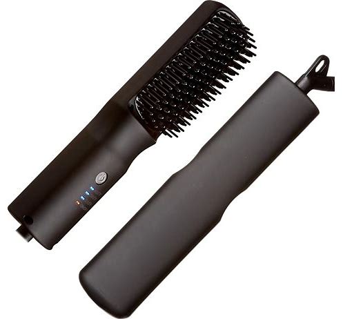 Red By Kiss 2-In-1 Ionic Hair Straightener Brush With Ceramic Coating. Red By Kiss