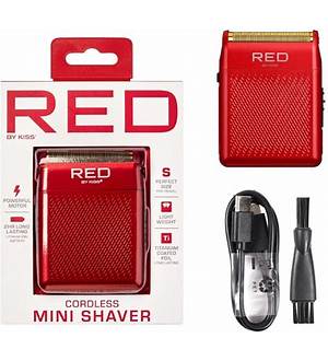 RED by Kiss Cordless Mini Shaver for Men, Compact High-Precision, Quick USB-C Charging, Non-Slip Grip, Long-Lasting Battery, Travel-Friendly Design, Powerful Motor for Efficient Shaving (Red)