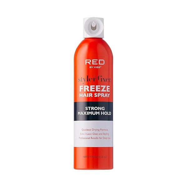 Red by Kiss Styler Fixer Freeze Hair Spray Strong Maximum Hold 2-In-1 Lace Glue and Styling — product view