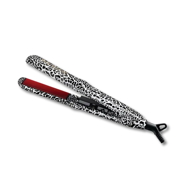 red bykiss Designer Series 1-Inch Ceramic Flat Iron Styler leaopard