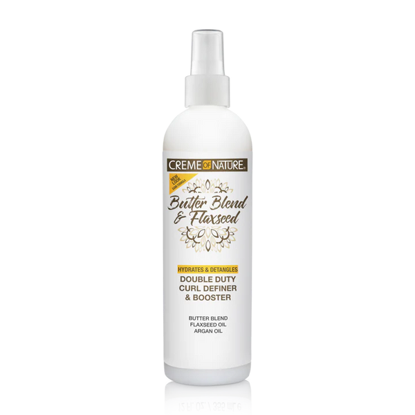 creme of nauture butter blend and flaxseed hydrates & detangles double duty curl definer & booster 12oz