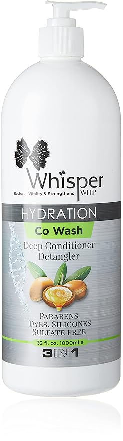 Whisper Whip-Leave in, Co-Wash Moisturizer & Detangler, and Deep Conditioner, Sulfate Free, 100% Keratin Based, For all hair types 32 oz