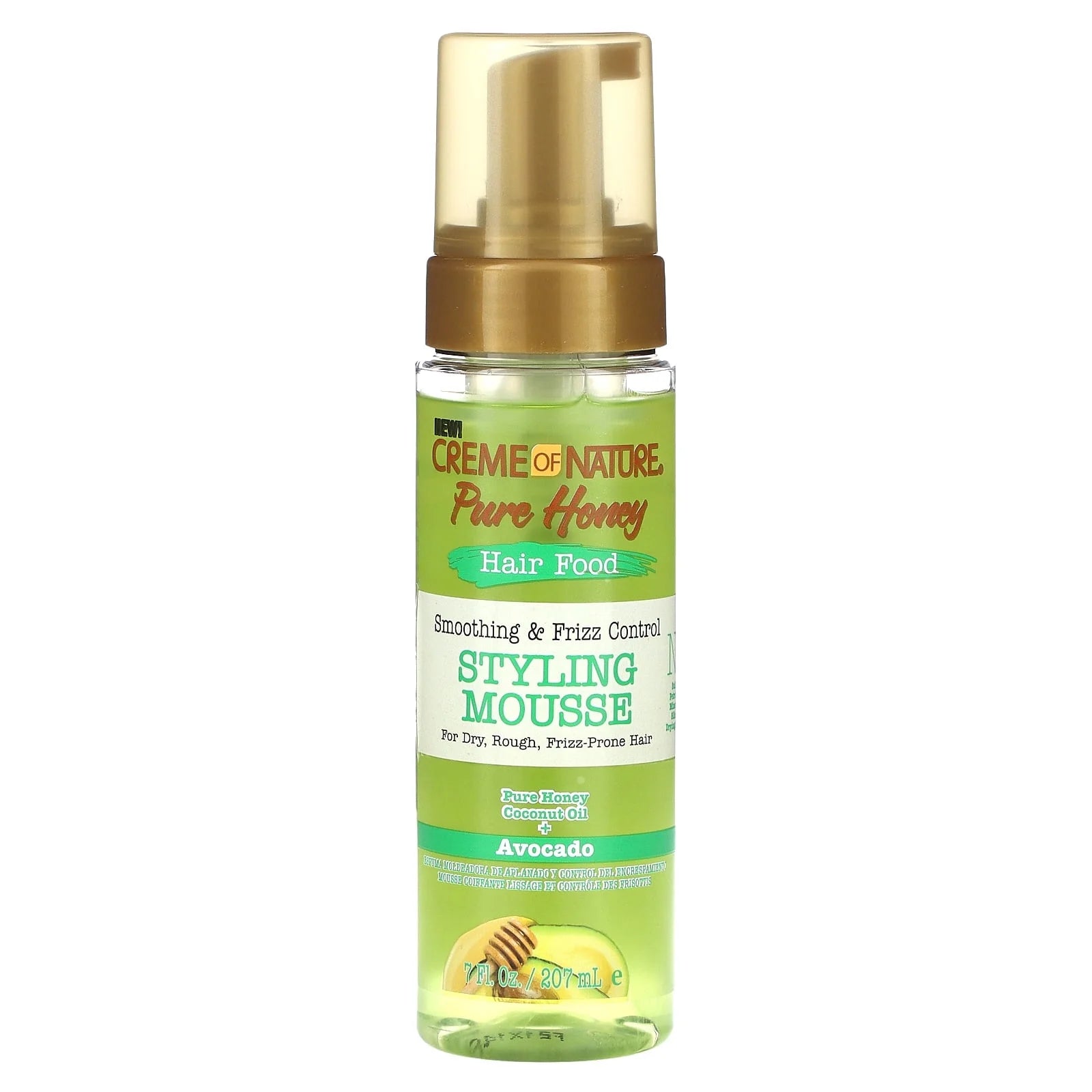 creme of nature pure honey hair food -styling mousse-