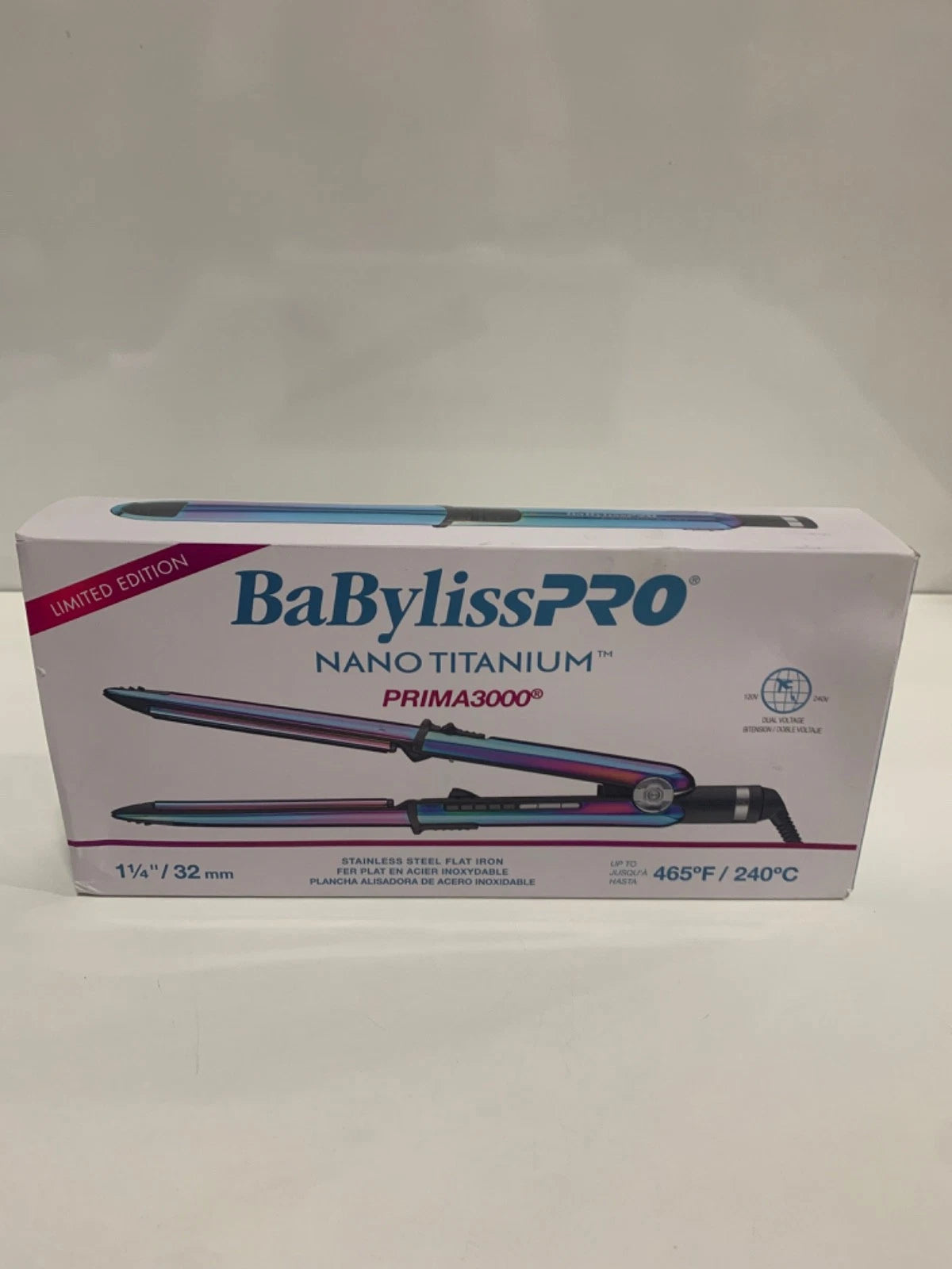 BaBylissPro Iridescent Nano Titanium Prima 3100 Ionic Flat Iron 1"