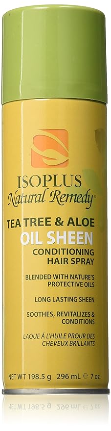 Isoplus Natural Remedy Tea Tree & Aloe Oil Sheen Conditioning Hair Spray, 7 Oz
