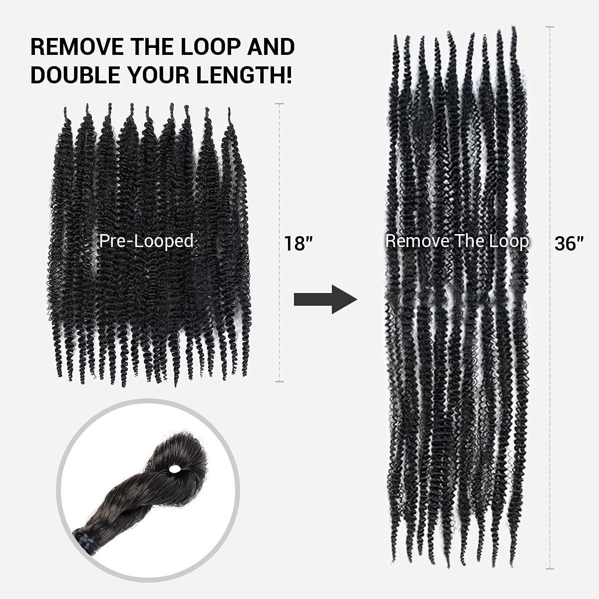 AU-THEN-TIC 18 Inch 2 Pack Afro Kinky Twist Braid Hair Pre Looped 18 Inch Springy Afro Twist Long Braiding Hair for Twist Crochet Braid Synthetic Hair Extensions (18 Inch(Pack of 2), 1-Jet Black) Find Your New Look Today!