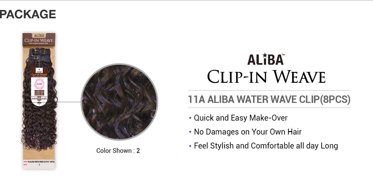 Aliba Unprocessed Brazilian Virgin Human Hair Clip-In Weave 11A Aliba Water Wave Clip(8Pcs) (1) Find Your New Look Today!