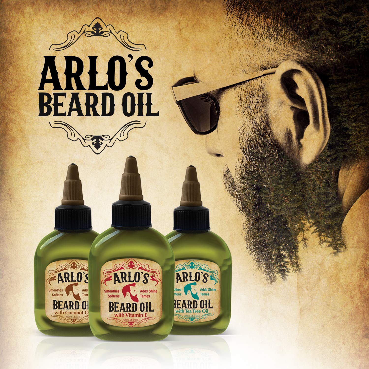 Arlo's 99% Natural Original Beard Oil, Pro-growth Growth Enhancer, 2.5 Fluid Ounce Find Your New Look Today!