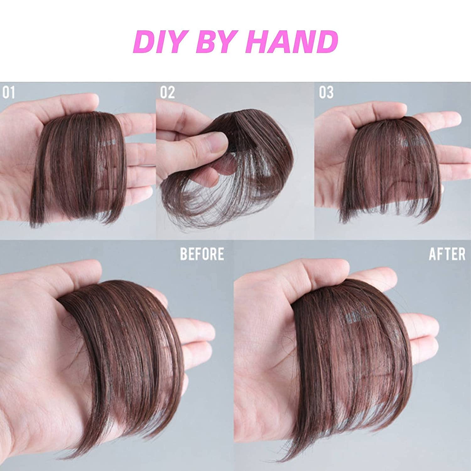 Bangs Hair Clip in Bangs Wispy Bangs with Temples Hairpieces for Women Clip on Air Bangs Flat Neat Bangs Hair Extension for Daily Wear (Deep Brown) Find Your New Look Today!