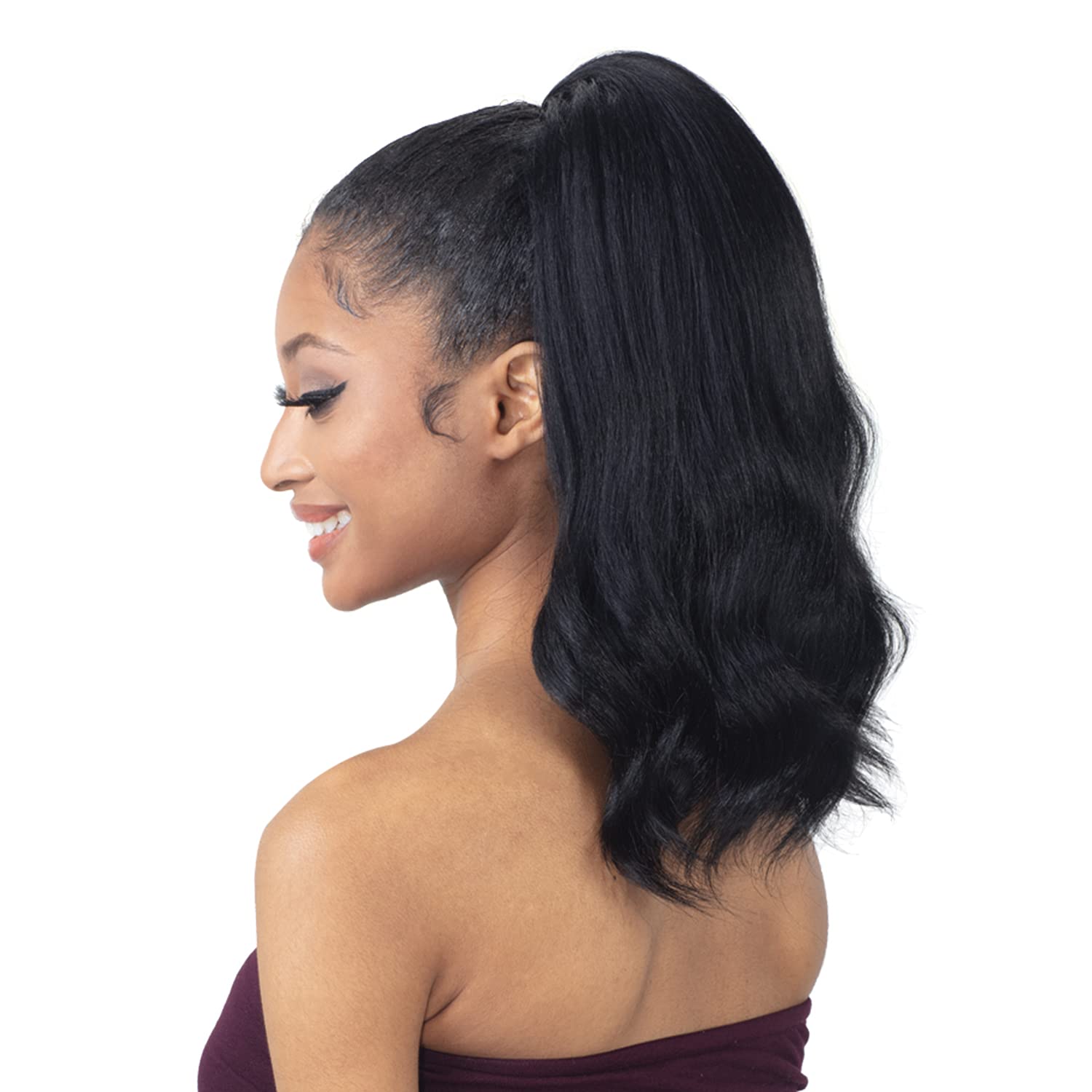 FreeTress Equal Half Wig Drawstring Full Cap Natural Me Natural Pressed Waves (1B) Find Your New Look Today!