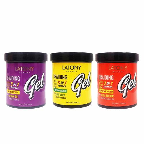 Latony Beauty 3 In 1 Formula Braiding Gel 16oz/ 454g Find Your New Look Today!