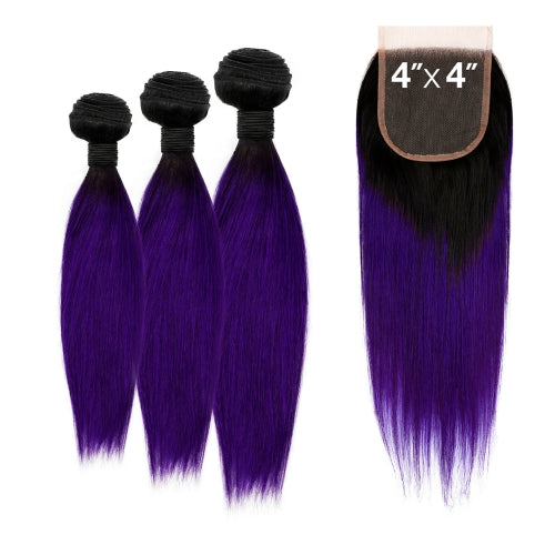 Uniq Hair 100% Virgin Human Hair Brazilian Bundle Hair Weave 7A Straight + 4X4 Closure#OTPURPLE Find Your New Look Today!