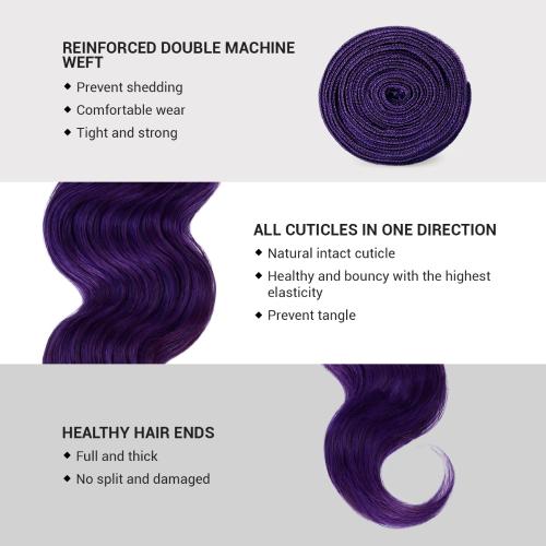 Uniq Hair 100% Virgin Human Hair Brazilian Bundle Hair Weave 9A Body #PURPLE Find Your New Look Today!