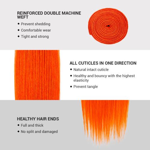 Uniq Hair 100% Virgin Human Hair Brazilian Bundle Hair Weave 9A Straight #ORANGE Find Your New Look Today!