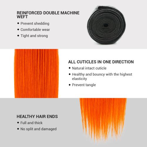 Uniq Hair 100% Virgin Human Hair Brazilian Bundle Hair Weave 9A Straight #OTORANGE 3Pcs Find Your New Look Today!