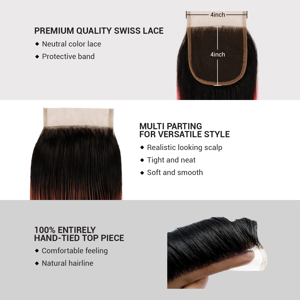 Uniq Hair 9A Brazilian Natural Body wave Bundle with Closure Virgin Unprocessed Human Hair HD Swiss Lace Transparent Frontal Hand tied Wefts Extensions Pre-Colored Weaves Find Your New Look Today!