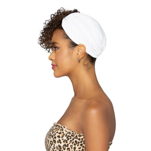 Vivica Fox Turban Do Instant Headwrap Style Water Wave Bang N White Turban TD-AMEN-WT Find Your New Look Today!