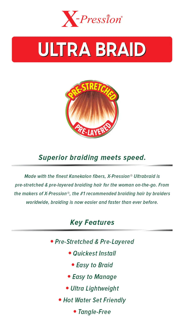 OUTRE X-PRESSION PRE-STRETCH BRAIDING HAIR - 100% KANEKALON - 6X ULTRA BRAID 52